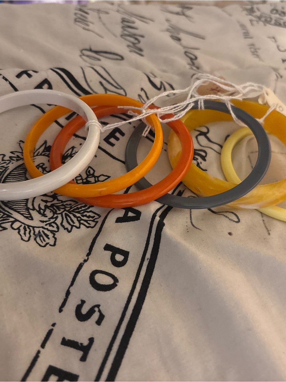 Colorful Resin Bangle Set - Yellow, Orange, Gray, White - Picture 2 of 3